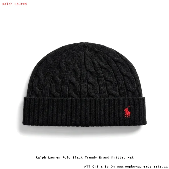 Ralph Lauren Polo Black Trendy Brand Knitted Hat