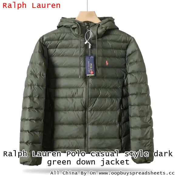 Ralph Lauren Polo casual style dark green down jacket