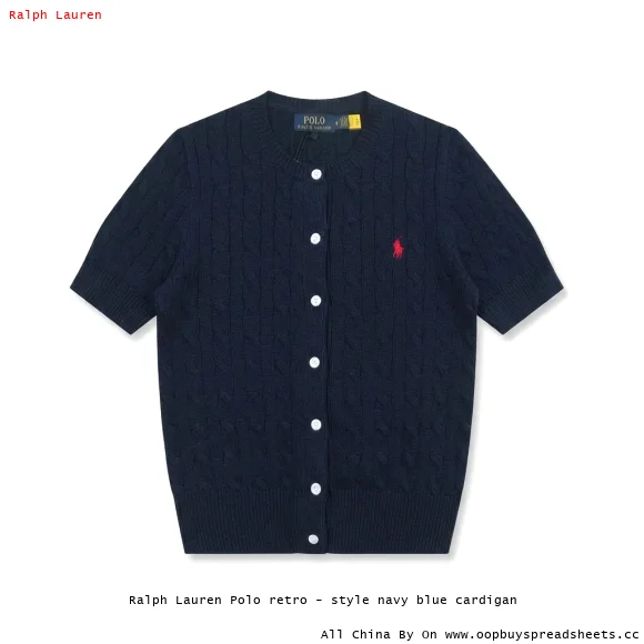 Ralph Lauren Polo retro - style navy blue cardigan