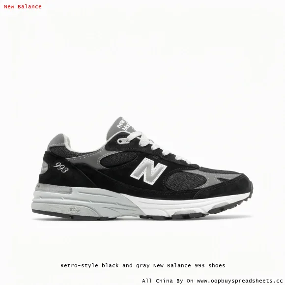 Retro-style black and gray New Balance 993 shoes