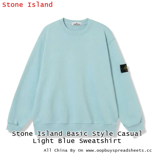 Stone Island Basic Style Casual Light Blue Sweatshirt