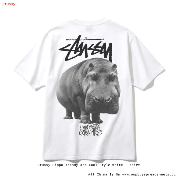 Stussy Hippo Trendy and Cool Style White T-shirt
