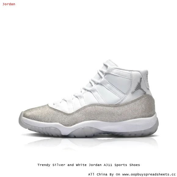 Trendy Silver and White Jordan AJ11 Sports Shoes