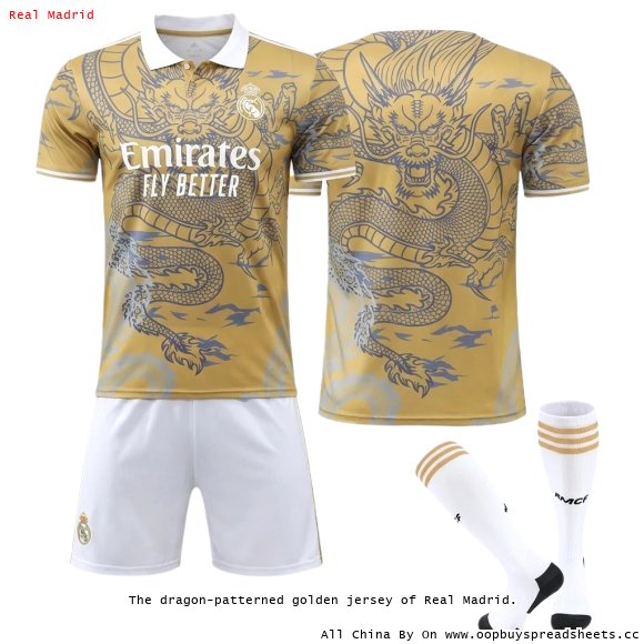 The dragon-patterned golden jersey of Real Madrid.
