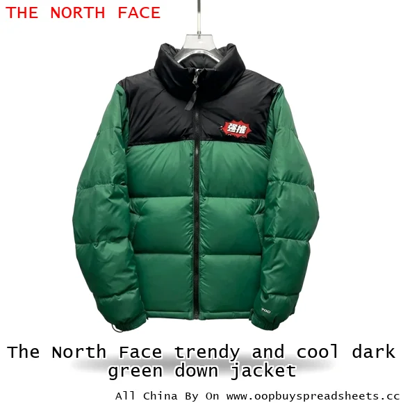 The North Face trendy and cool dark green down jacket