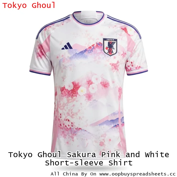 Tokyo Ghoul Sakura Pink and White Short-sleeve Shirt