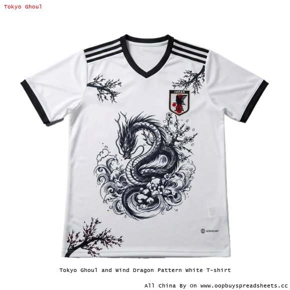 Tokyo Ghoul and Wind Dragon Pattern White T-shirt