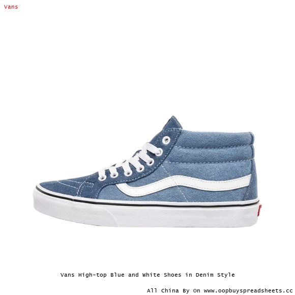 Vans High-top Blue and White Shoes in Denim Style