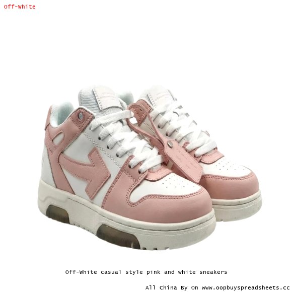 Off-White casual style pink and white sneakers