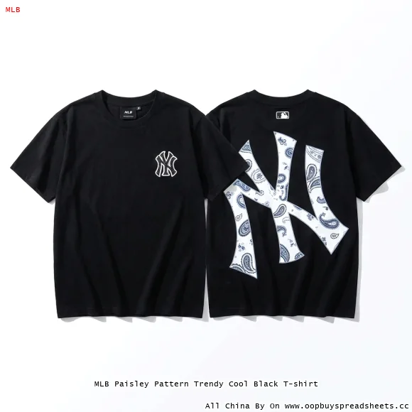 MLB Paisley Pattern Trendy Cool Black T-shirt