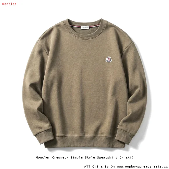 Moncler Crewneck Simple Style Sweatshirt (Khaki)