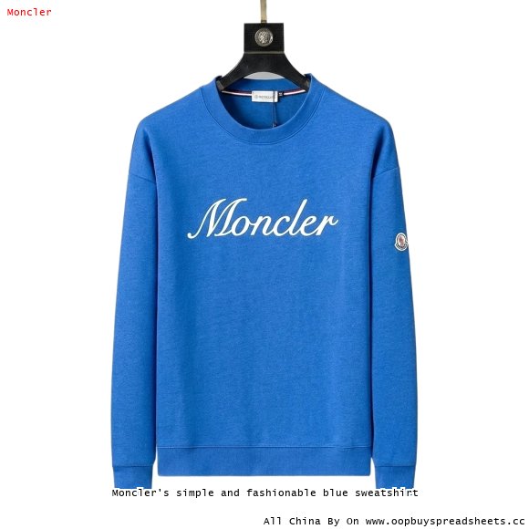 Moncler's simple and fashionable blue sweatshirt
