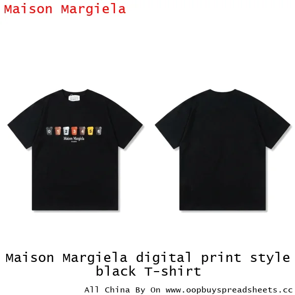 Maison Margiela digital print style black T-shirt