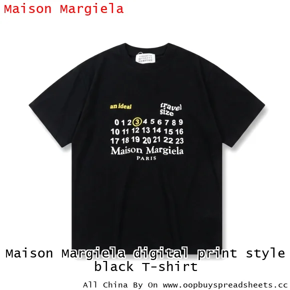 Maison Margiela digital print style black T-shirt