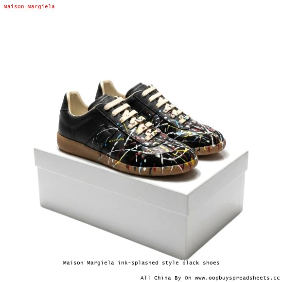 Maison Margiela ink-splashed style black shoes