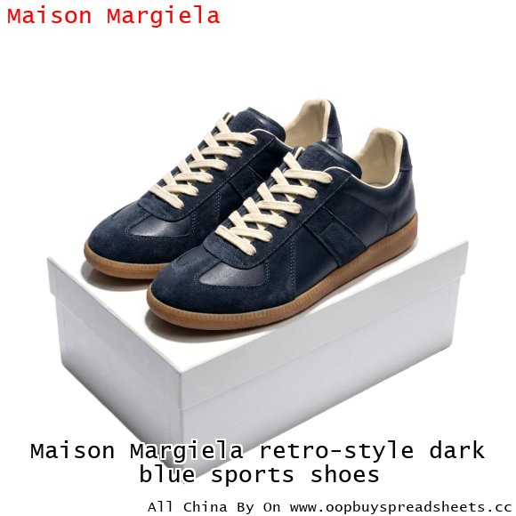 Maison Margiela retro-style dark blue sports shoes