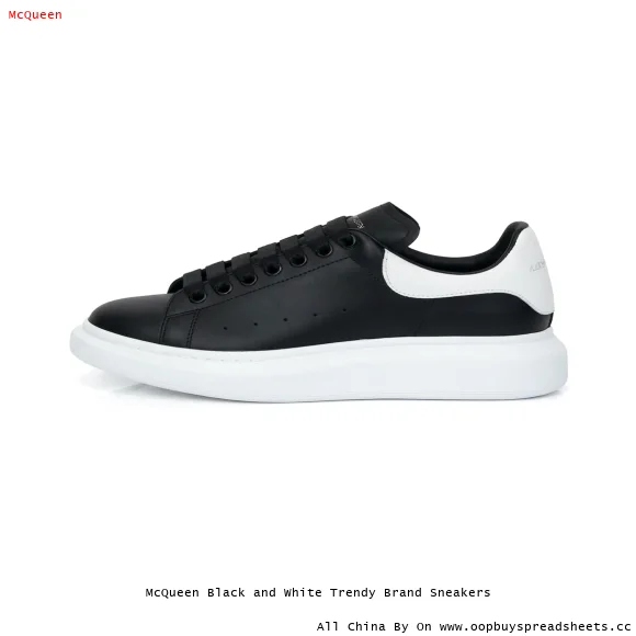 McQueen Black and White Trendy Brand Sneakers