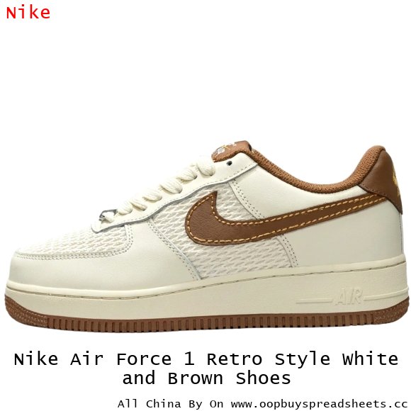 Nike Air Force 1 Retro Style White and Brown Shoes
