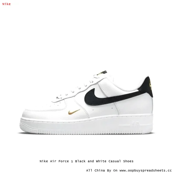 Nike Air Force 1 Black and White Casual Shoes
