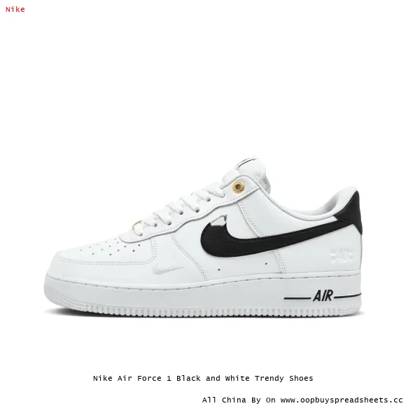 Nike Air Force 1 Black and White Trendy Shoes