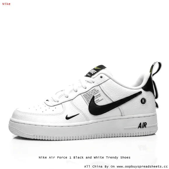 Nike Air Force 1 Black and White Trendy Shoes