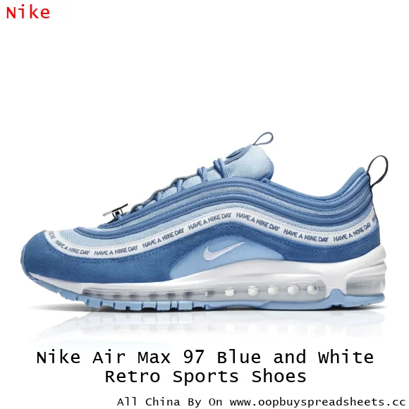 Nike Air Max 97 Blue and White Retro Sports Shoes