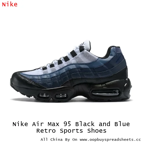 Nike Air Max 95 Black and Blue Retro Sports Shoes