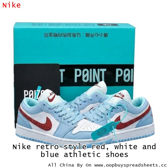 Nike retro-style red, white and blue athletic shoes