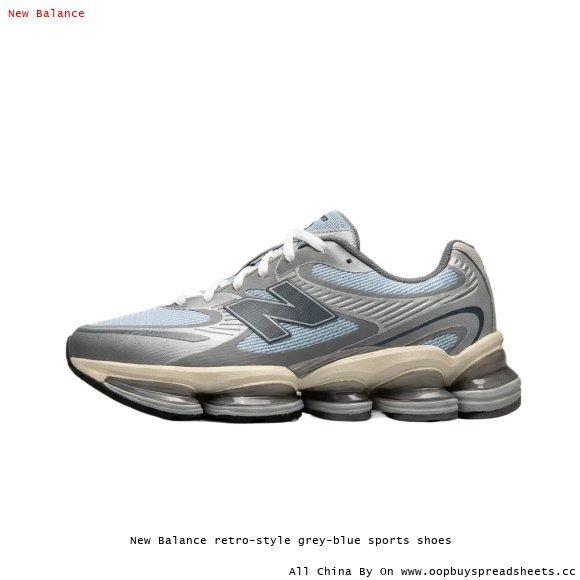 New Balance retro-style grey-blue sports shoes