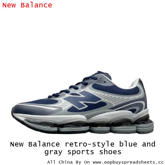 New Balance retro-style blue and gray sports shoes