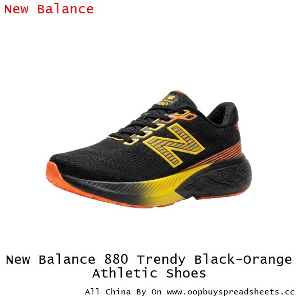 New Balance 880 Trendy Black-Orange Athletic Shoes