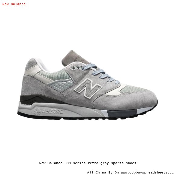 New Balance 999 series retro gray sports shoes