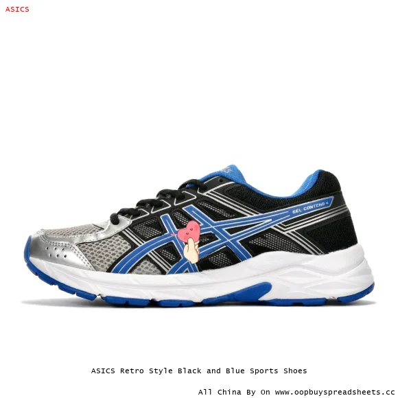 ASICS Retro Style Black and Blue Sports Shoes