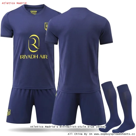 Atletico Madrid's minimalist-style blue jersey
