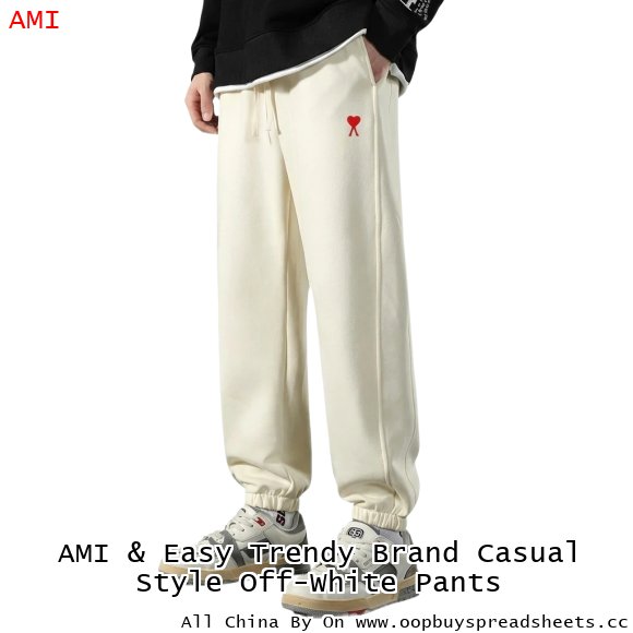 AMI & Easy Trendy Brand Casual Style Off-White Pants