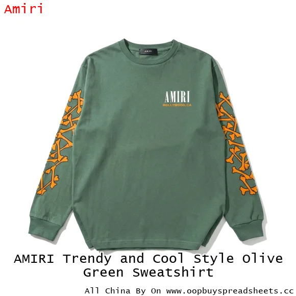 AMIRI Trendy and Cool Style Olive Green Sweatshirt