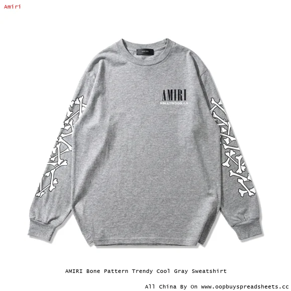 AMIRI Bone Pattern Trendy Cool Gray Sweatshirt