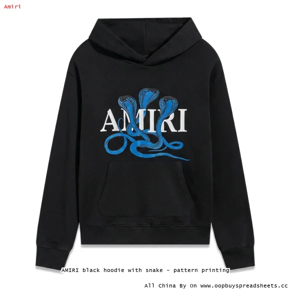 AMIRI black hoodie with snake - pattern printing