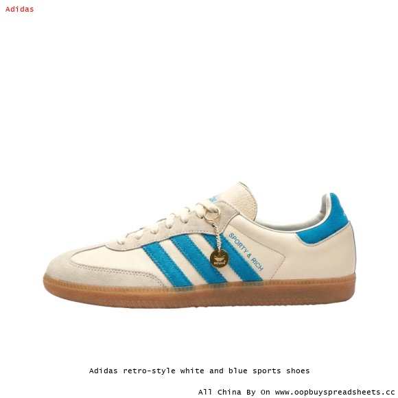 Adidas retro-style white and blue sports shoes