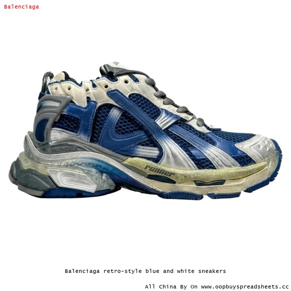 Balenciaga retro-style blue and white sneakers