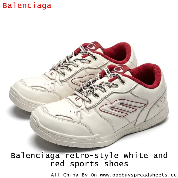 Balenciaga retro-style white and red sports shoes