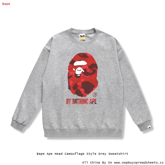 Bape Ape Head Camouflage Style Grey Sweatshirt