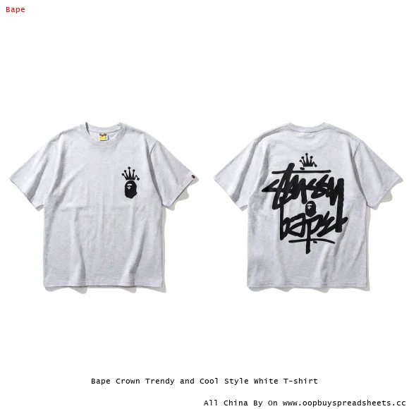 Bape Crown Trendy and Cool Style White T-shirt
