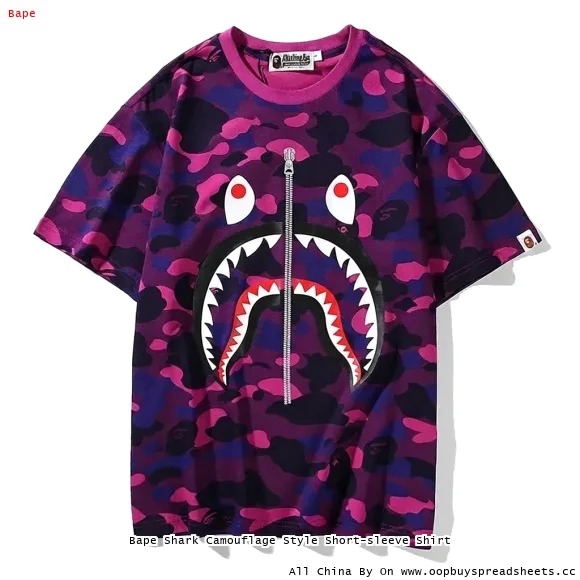 Bape Shark Camouflage Style Short-sleeve Shirt