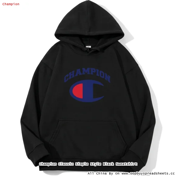 Champion Classic Simple Style Black Sweatshirt