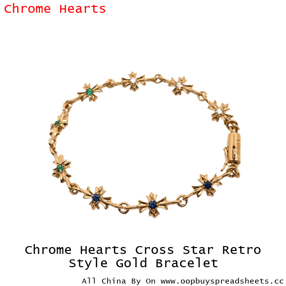 Chrome Hearts Cross Star Retro Style Gold Bracelet