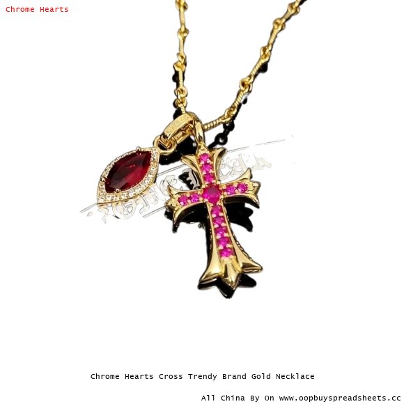 Chrome Hearts Cross Trendy Brand Gold Necklace