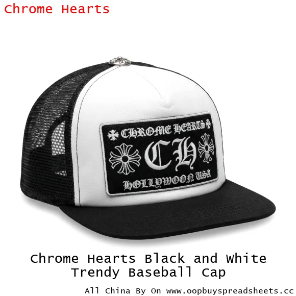 Chrome Hearts Black and White Trendy Baseball Cap