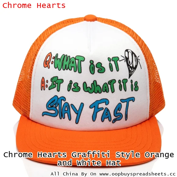 Chrome Hearts Graffiti Style Orange and White Hat