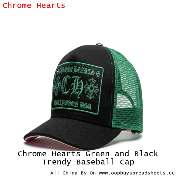 Chrome Hearts Green and Black Trendy Baseball Cap